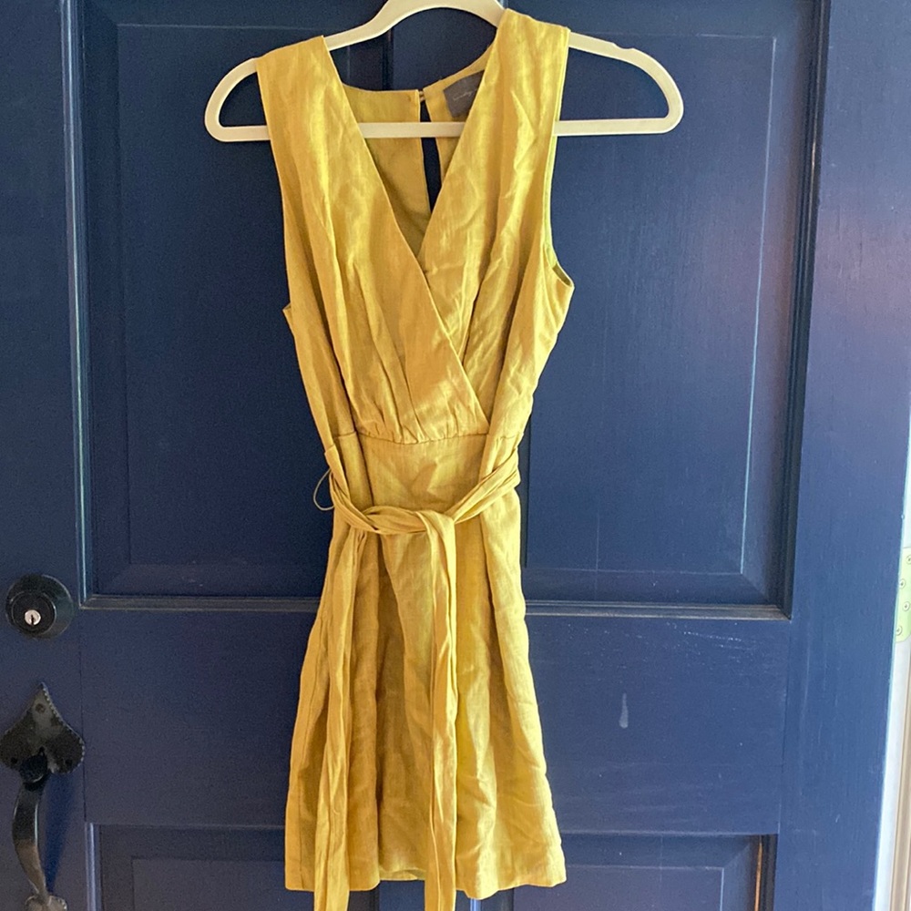 Anthropologie wrap sleeveless mini dress. Linen/cotton 70/30